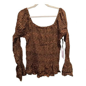 NWT Dex Plus Smocked Bubble Long Sleeve Top